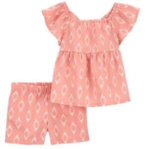 Baby Girls Carter's Geo Printed Top & Pull On Shorts Set Size 12 24 months NWT